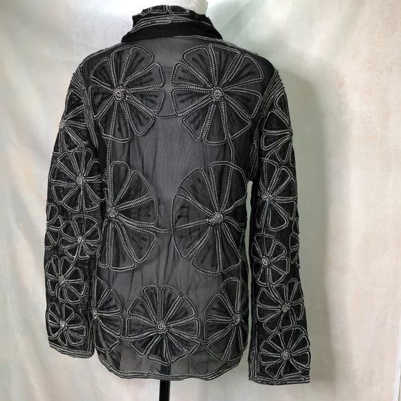 Stonebridge Semi Sheer zipper front jacket detailed embellishment - Picture 2 of 8